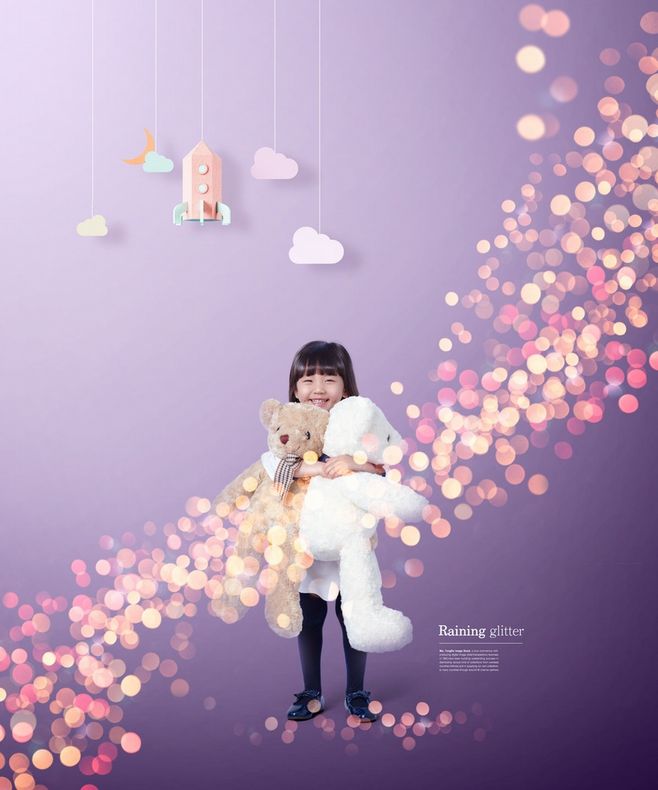 兒童攝影寫真光斑背景ps模板素材