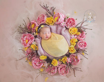 兒童攝影道具寶寶拍照道具花環(huán)圓形毯歐美新款新生兒攝影毯子